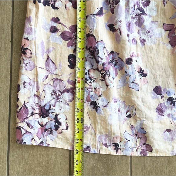 J Jill Womens Floral 100% Linen Dress Large Pockets Coatal Beachy Breathable - Picture 9 of 9